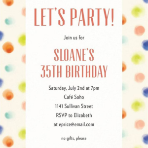 Painted Dots Party Invitation