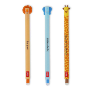 619451183.png Legami Set Of 3 Erasable Gel Pens - Wild Savannah - Lion + Elephant + Giraffe