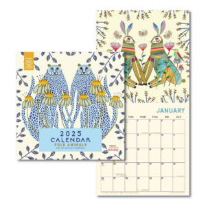 619451348.png 2025 Folk Art Animals Wall Calendar