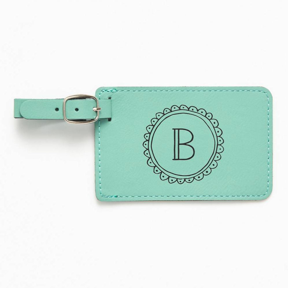 Hand Drawn Scallop Teal Luggage Tag