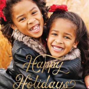 Retro Script Happy Holidays Foil Photo Card