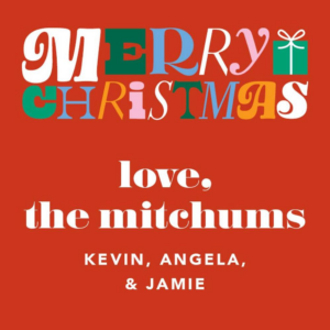 Retro Type Merry Christmas Holiday Gift Tag Label