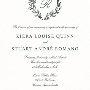 Botanical Wreath Monogram Wedding Invitation