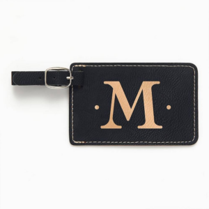 Single Initial Monogram Black Luggage Tag