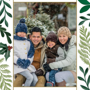 Watercolor Greenery Holiday Photo Card