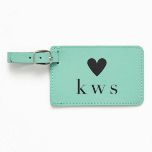 619451763.png Monogram Heart Teal Luggage Tag