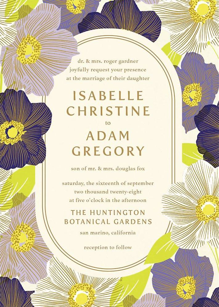 Anemone Plum Wedding Invitation