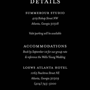 Black and White Floral Information Card