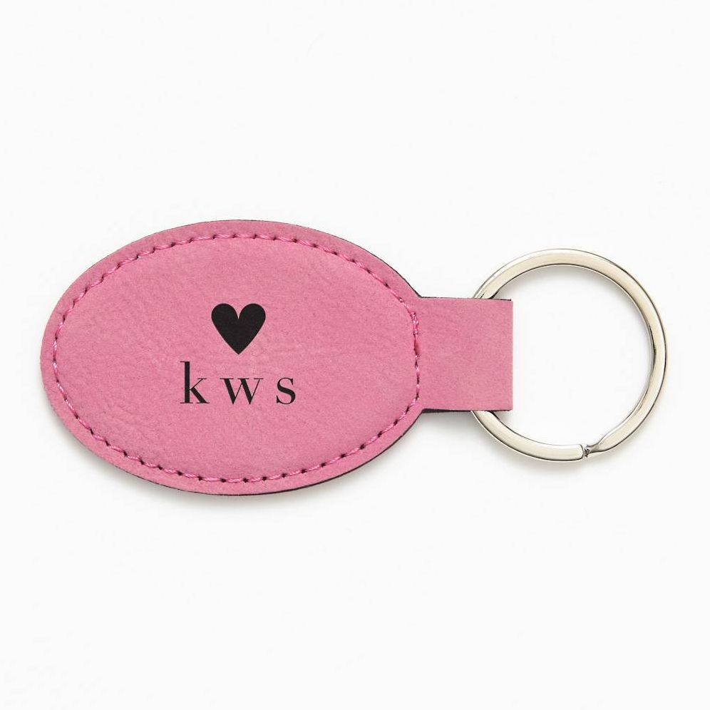 Monogram Heart Pink Key Fob