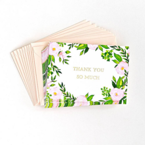 Pink Floral Thank You Card Set