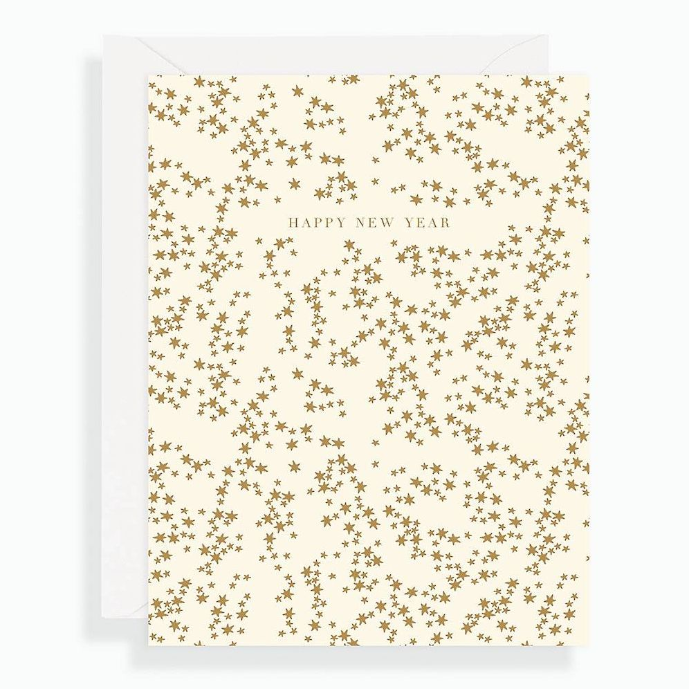 Gold Foil Stars New Year Card Set
