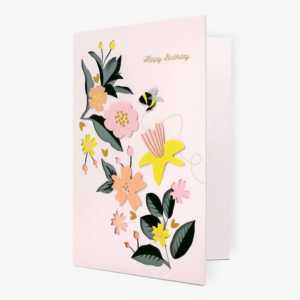 619455606.png Laser Cut Floral Bee Birthday Card
