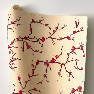 619456542.png Peach Blossoms On Cream Handmade Paper