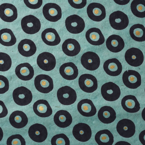 Navy and Gold Dots on Blue Handmade Paper