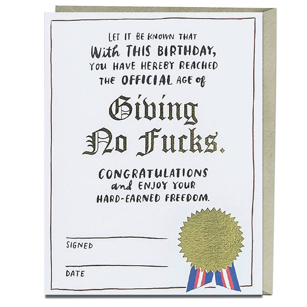 Decree Giving No Fucks Foil Birthday Card