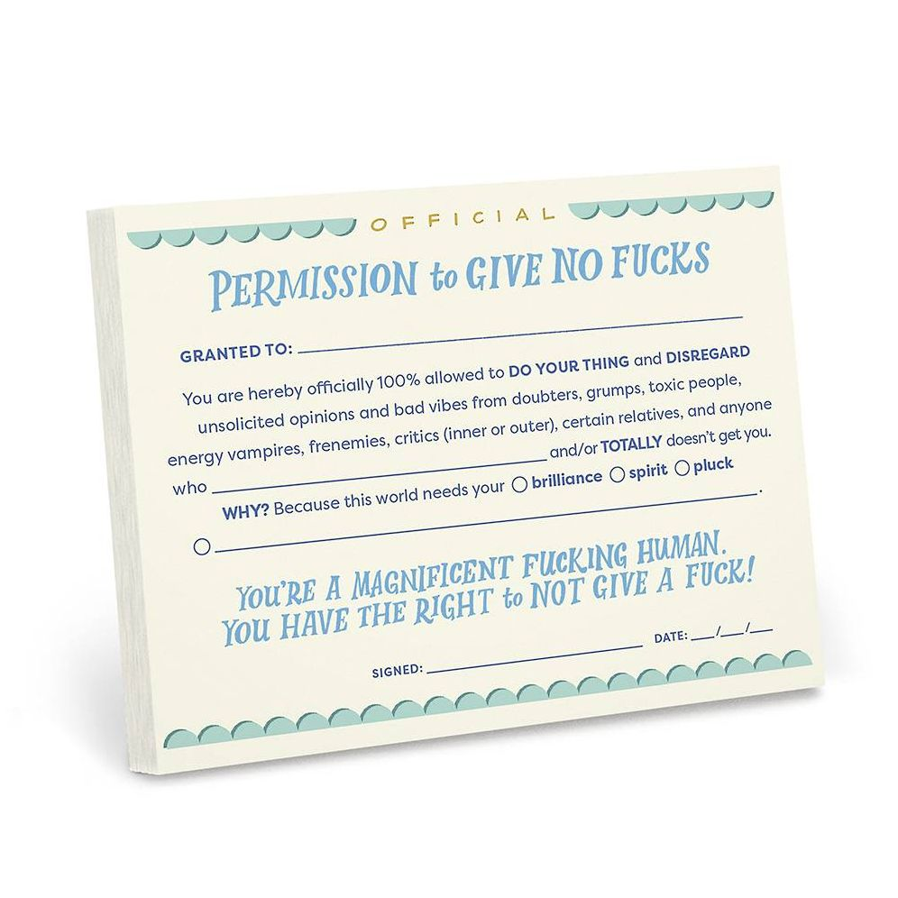Permission to Give No Fucks Notepad