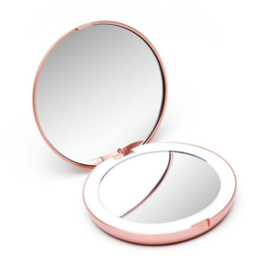 Rose Gold Compact Lighted Mirror