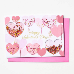 Valentine's Day Greeting Card - Confetti Heart Balloons
