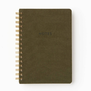 Olive Book Cloth Spiral Journal