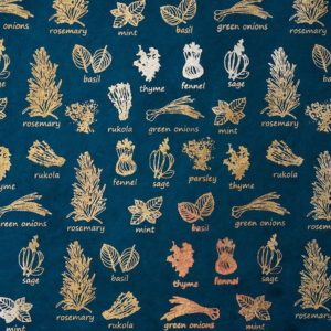 Metallic Herbs on Dark Teal Handmade Paper