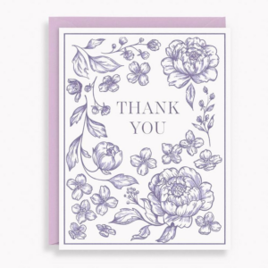 Delicate Linework Floral Thank You Card Set