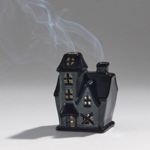 Ceramic Haunted House Incense and Tealight Holder