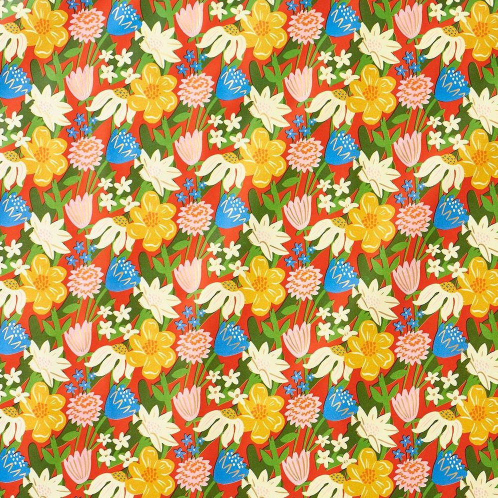 Retro Flower Market Stone Wrapping Paper