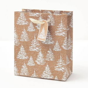 MED White Glitter Trees Gift Bag