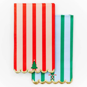 Whimsical Dual Stripe Scallop Guest Napkins S/20