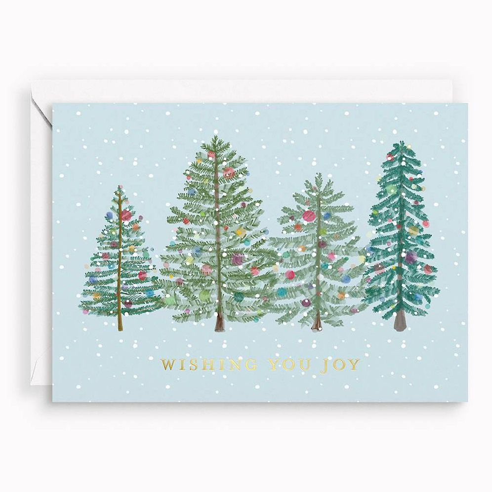 XMAS OFF/FOIL A6 Watercolor Trees FLD