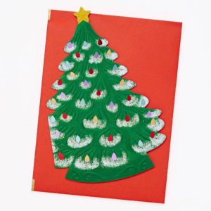 XMAS OFF/FOIL/DIECUT A6 Vintage Ceramic Tree FLD