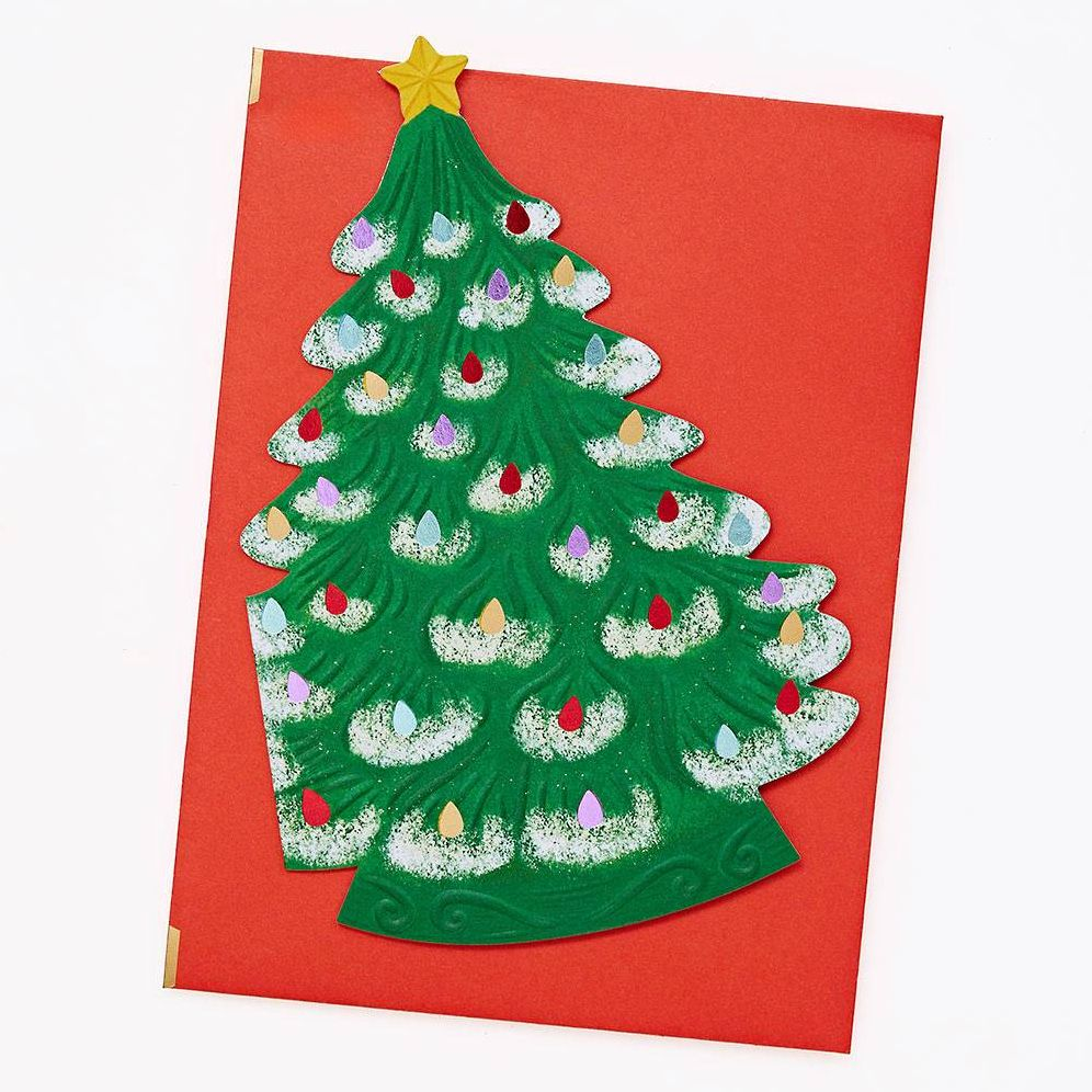 XMAS OFF/FOIL/DIECUT A6 Vintage Ceramic Tree FLD