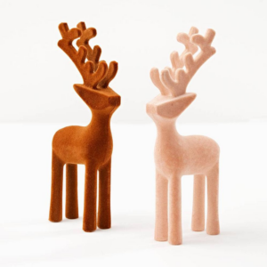 Flocked Deer D?cor, Set of 2