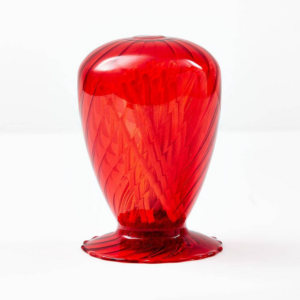 Red Striped Glass Cloche with Matches