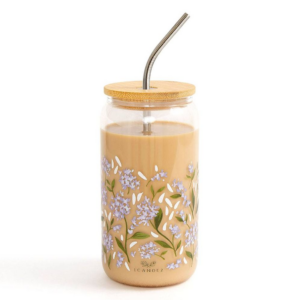 619897764.png Hydrangeas Glass Straw Tumbler