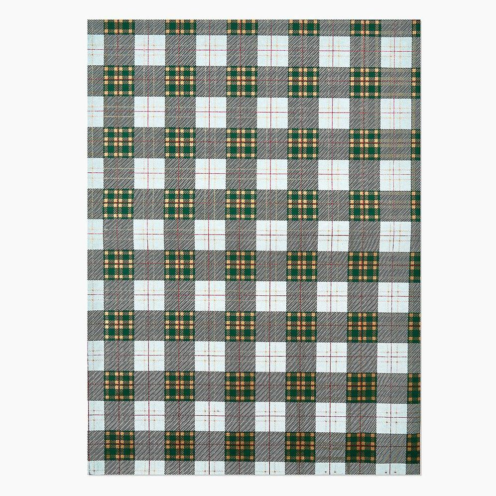 Green and Gold Foil Plaid Handmade Paper
