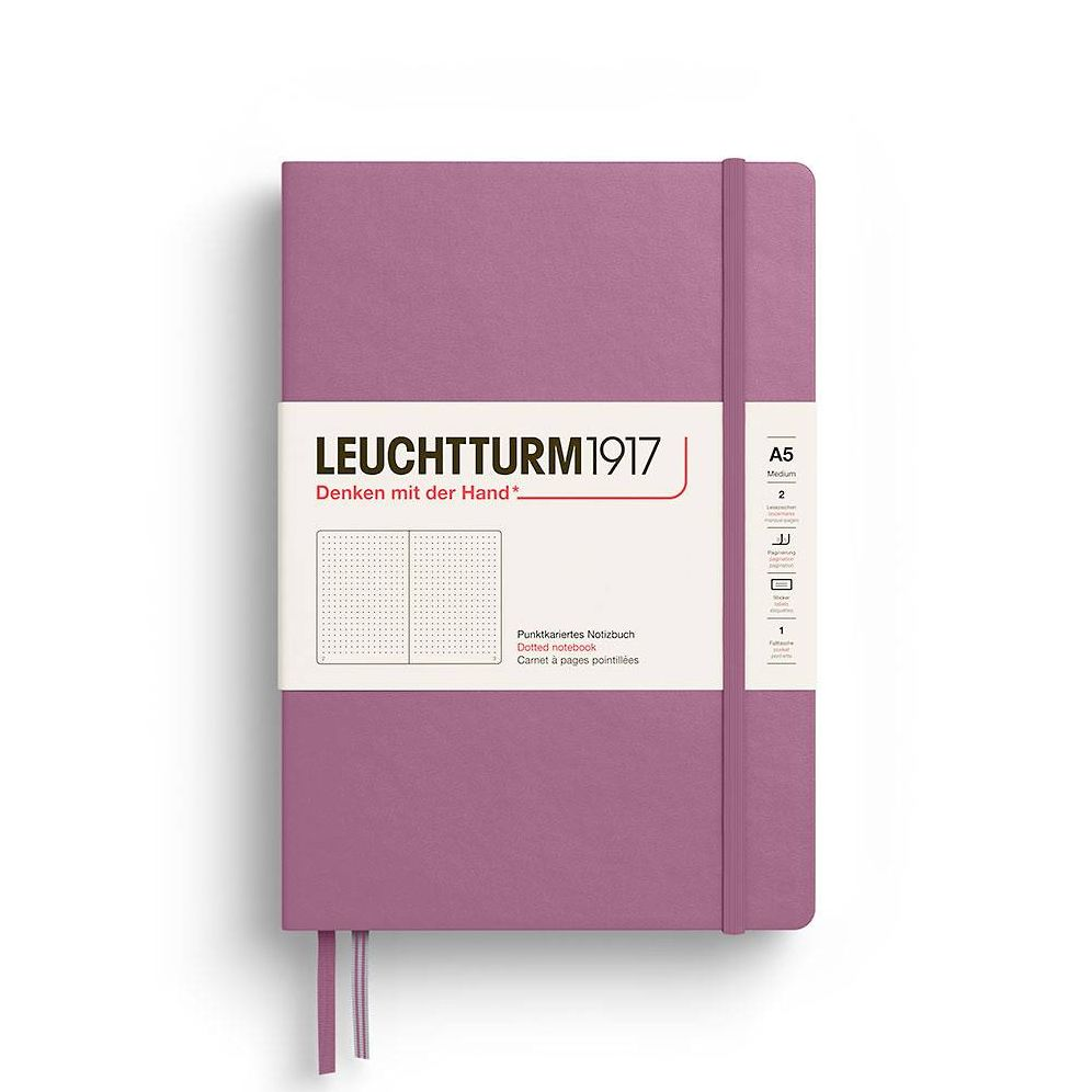 Notebook Medium (A5), Hardcover, 251 numbered pages, Dusty Rose, dotted