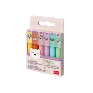 620362111.png Legami Set Of 6 Mini Highlighters - Teddy's Style - Teddy Bear