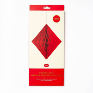 620362322.png Diamond Paper Honeycomb Ball,Red,Medium, 10inches