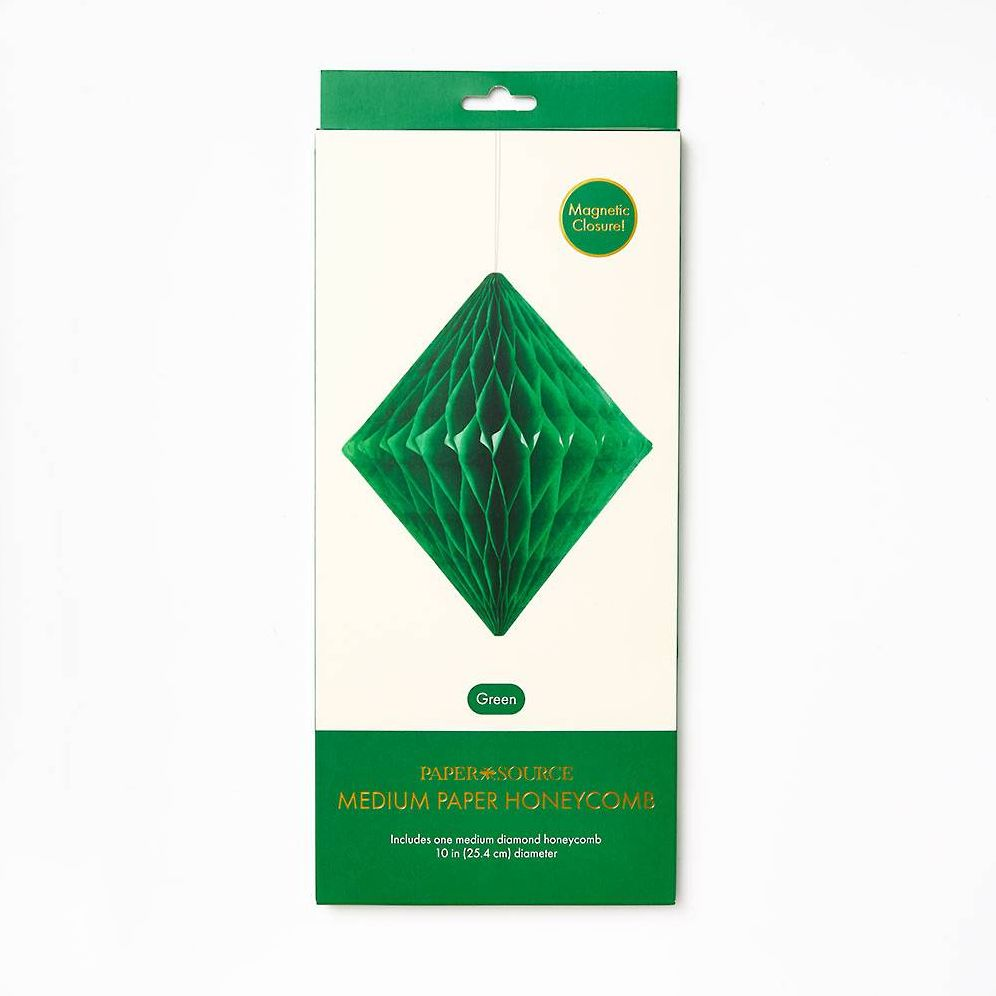 Diamond Paper Honeycomb Ball,Green,Medium, 10inches