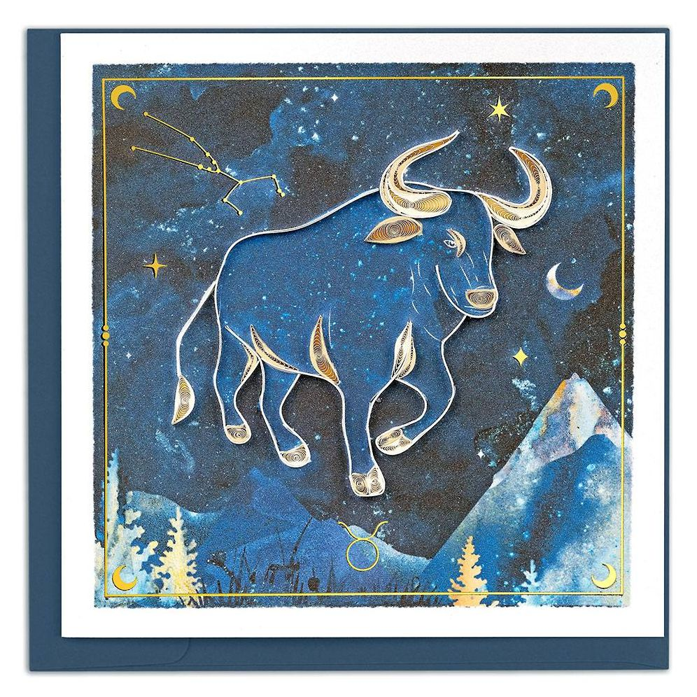 Quilled Zodiac Collection - Taurus Greeting Card