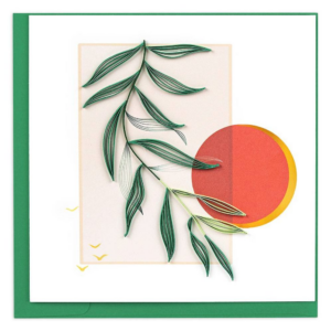 620362385.png Quilled Minimalist Leaves & Sun Blank Greeting Card