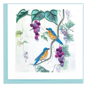 620362389.png Quilled Purple Grapes & Bluebirds Blank Greeting Card