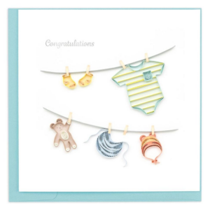 Quilled Baby Clothesline Greeting Card