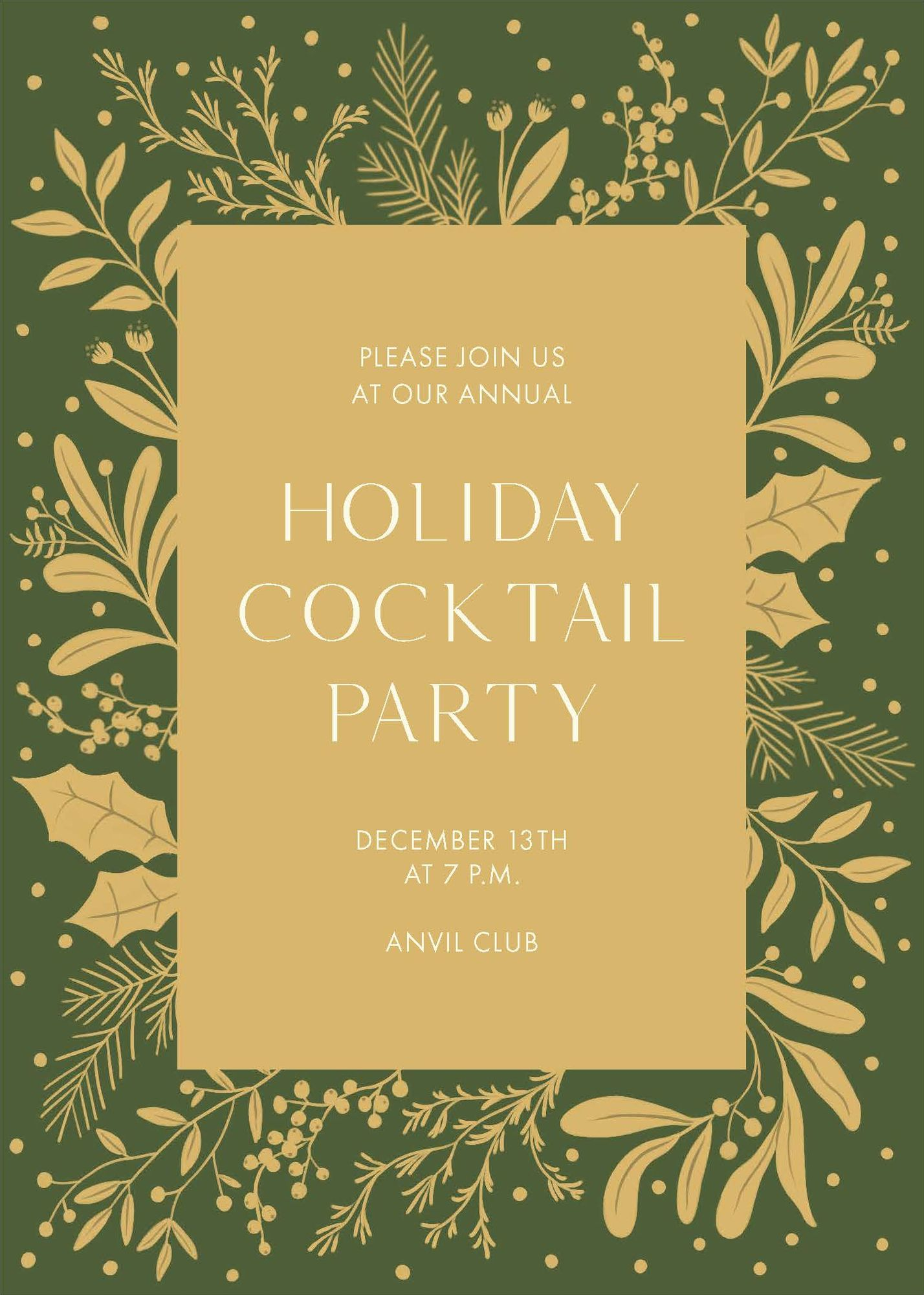 Gold Greenery Holiday Card