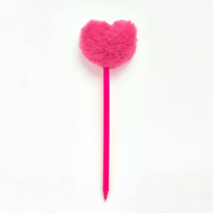 Deep Rose Fur Heart Ballpoint Pen