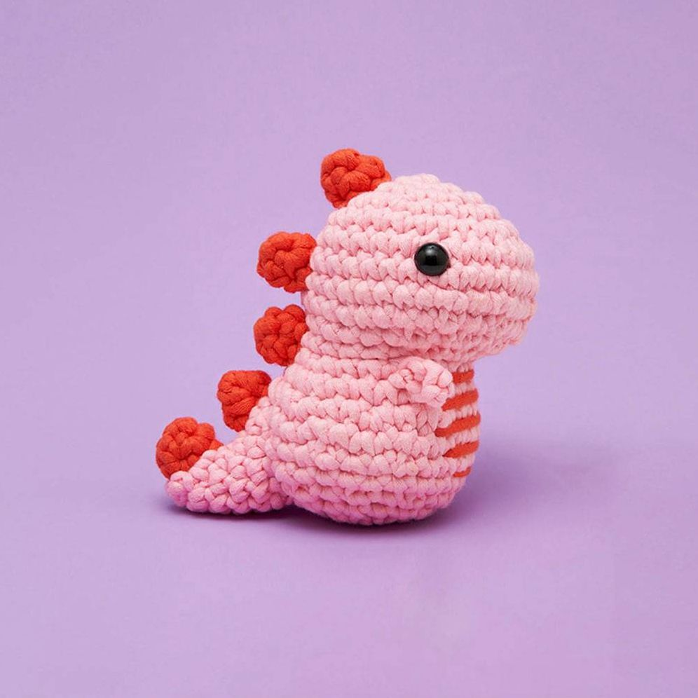 Pink Fred the Dinosaur, The Woobles Beginner Crochet Kit