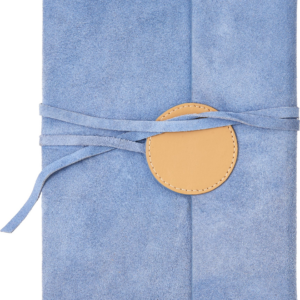 620730322.png Periwinkle Suede Flap Journal with Round Leather Detail