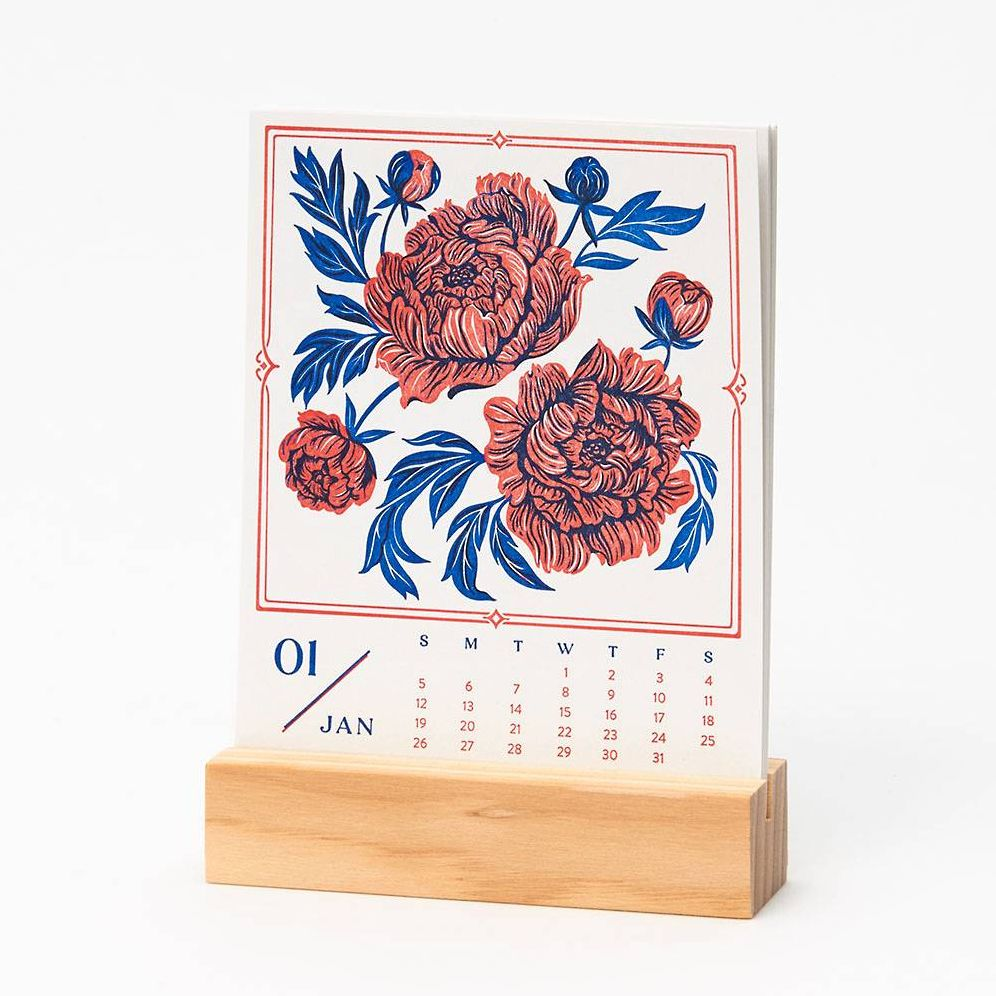 2025 Paper Source Floral Letterpress Desktop Calendar