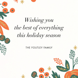 Letter Press Pointsettia Holiday Card